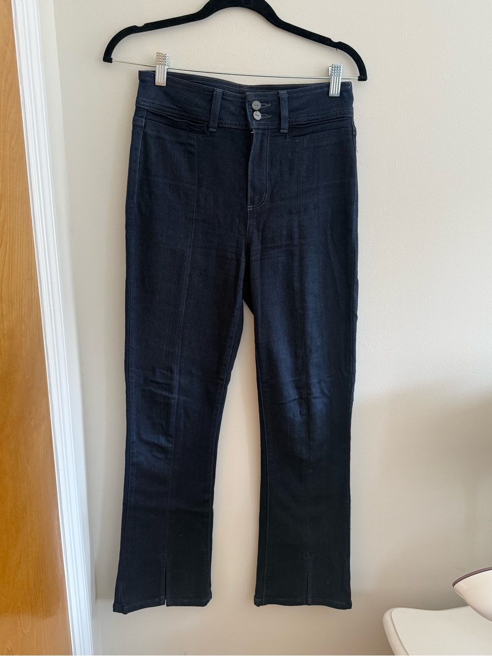 PAIGE Dark Wash Split Hem Ankle Crop Jeans